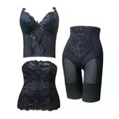 AG花漾长文胸腰夹束裤 黑色调整型身材管理器产后塑身衣聚拢提臀