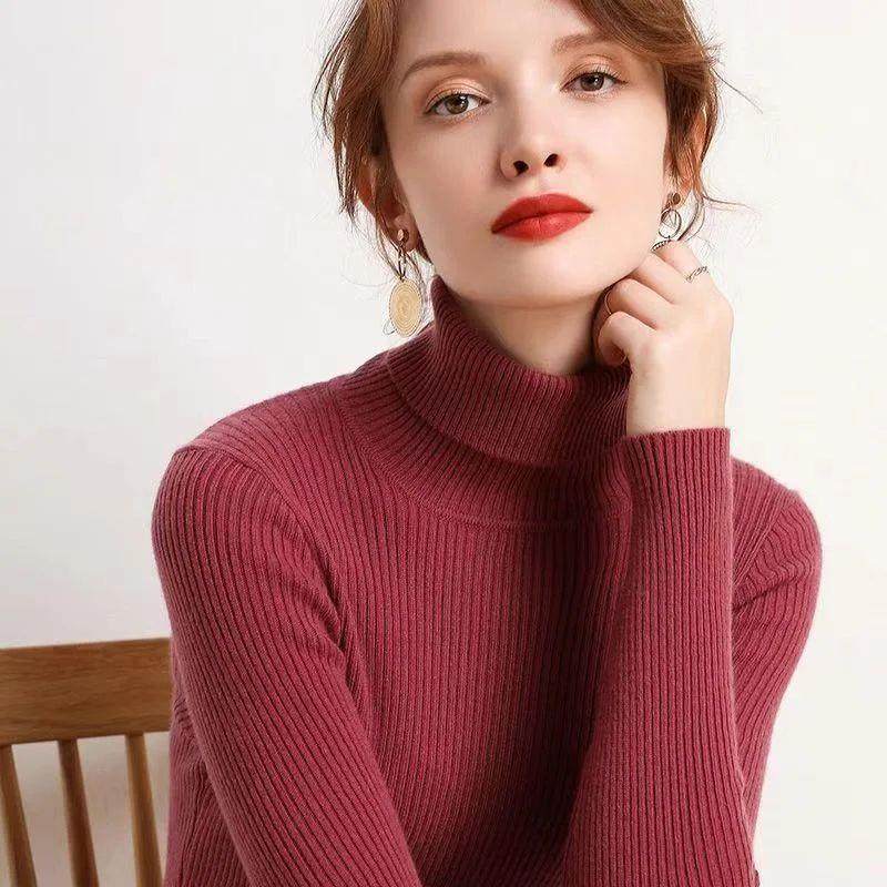 Turtleneck Sweater Women Autumn Winter Tops Korean Slim Wome
