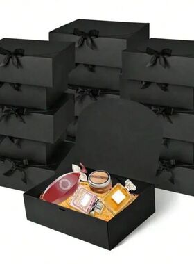 1/5pcs Black Gift Box With Lid, Deluxe Black Gift Box With R