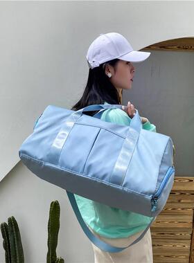 Gym Bag Leather Women Fitness Shoe Compartment Men Duffle Sh