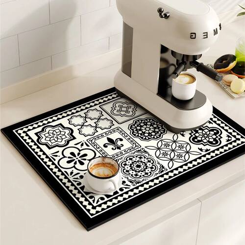 Coffee Maker Mat Retro Dish Drying Mats For Kitchen Non-slip