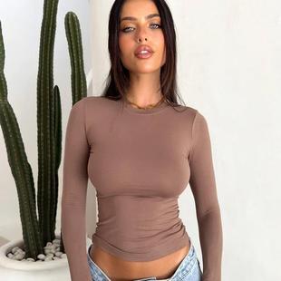 Women's undershirt sexy slim fitting long sleeved shirt