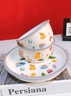 Ceramic cutlery cute children's bowl and plate set
