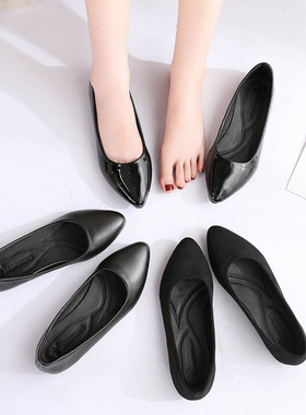 Comfortable work black shoes for women flat shoe工作平底鞋女