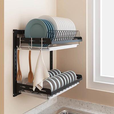 Stainless steel kitchen rack wall hanging dish rack knife