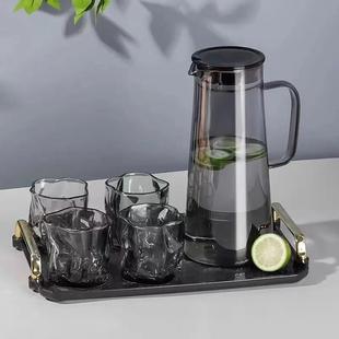 Glass Water Pitcher Set Jug Drinking Cups Drinkware Ice Tea