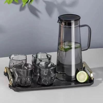 Glass Water Pitcher Set Jug Drinking Cups Drinkware Ice Tea