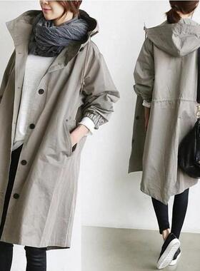 Fashion casual windbreaker秋休闲风衣中长款小个子气质收腰外套