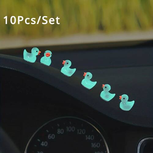 10Pcs Glow-in-the-Dark Resin Duck Set - Durable and Cute Car