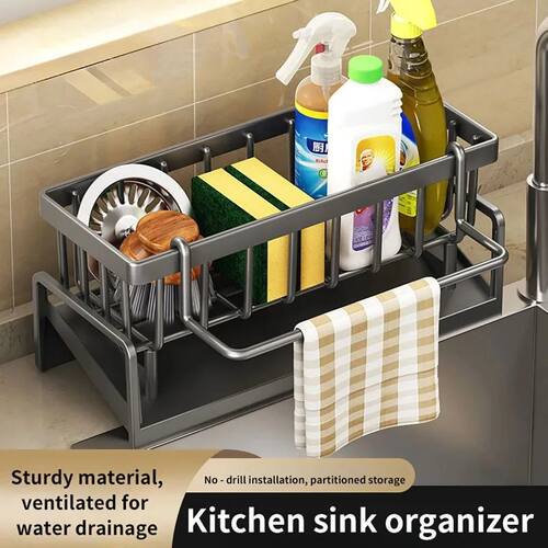 Kitchen Sink Drain Rack Organizer ABS Plastic Self-draining