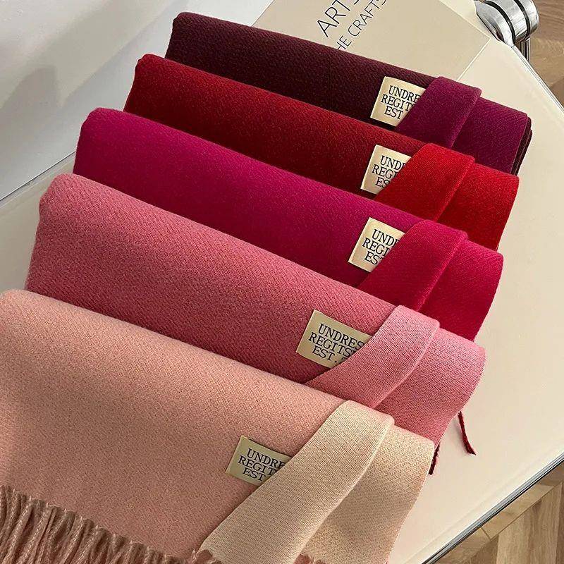 2023 New Women Double Cashmere Scarf Big Shawl Winter Warm S