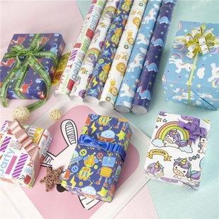 birthday wrapping paper gift wrap unicorn paper 包装纸动物