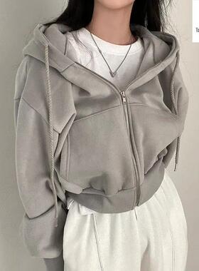 Women Solid Hooded Sweatshirt 2023 Autumn Winter Korean Long