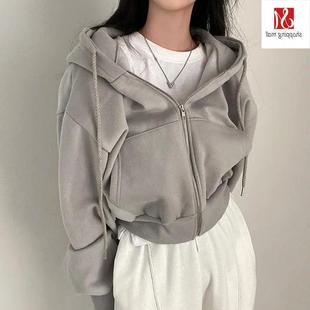 Sweatshirt 2023 Autumn Women Korean Hooded Winter Long Solid