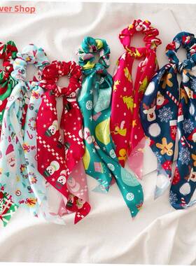 Fashion ChriaU5wxDJZstmas Print Hair Scrunchies Hair Rope fo