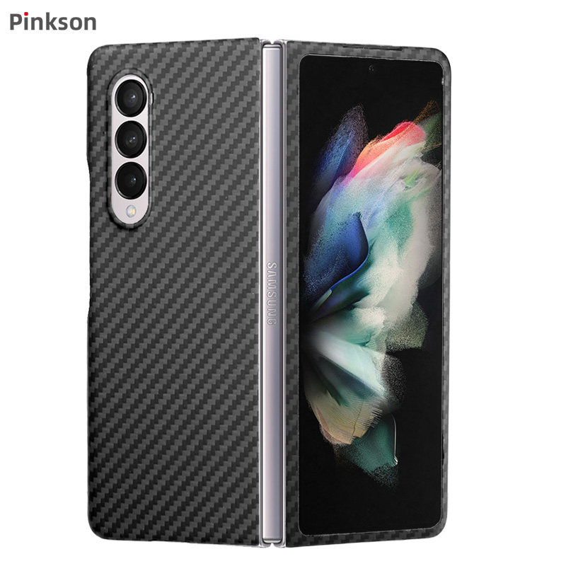 Pinkson适用三星W22手机壳Z fold3保护套w23凯夫拉Fold4芳纶碳纤维zfold2商务5G超薄三代磨砂高档折叠屏外壳