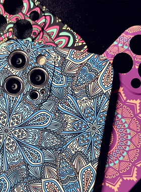 新款15苹果14Pro手机壳国潮13高端女款iphone12Promax浮雕夜光11花朵图腾民族风xs max小众高级感8xr全包plus