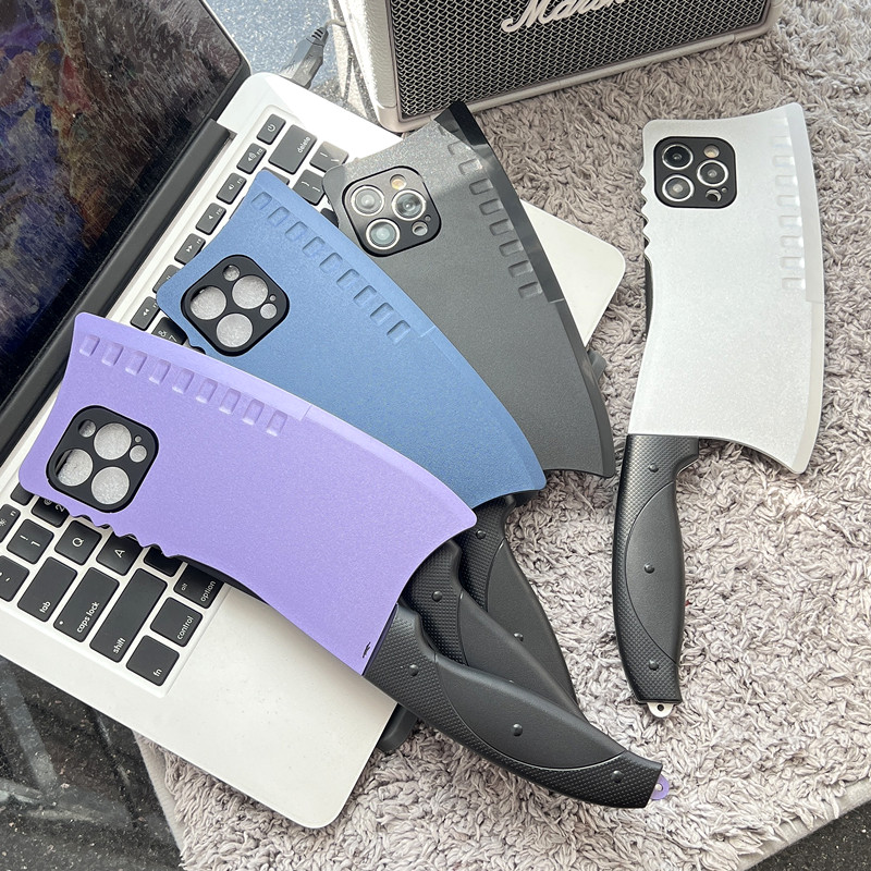 欧美恶搞仿真菜刀手机壳苹果14/15Promax搞怪砍刀型适用iPhone13Pro奇葩沙雕12网红情侣款8XS潮牌16plus创意7