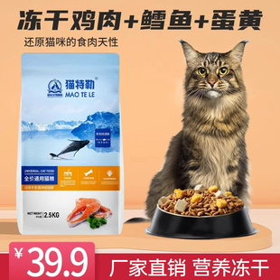 冻干猫粮通用型成猫幼猫增肥发腮深海三文鱼味2.5kg5斤营养猫主粮