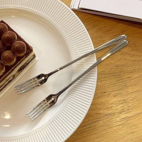 出德高端抗菌1810不锈钢水果长叉子点心网红甜品聚餐加厚蛋糕家用