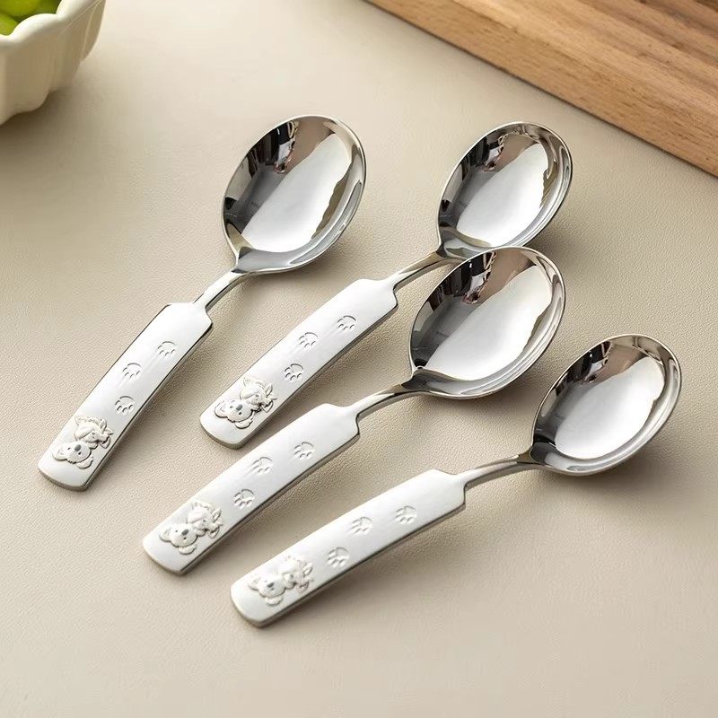 考拉卡通韩式儿童勺子短柄宝宝吃饭勺汤匙可爱小勺子不锈钢勺汤勺