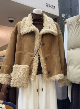 十三行现货2025冬季新款韩版时尚立领皮毛一体外套女K68682W334