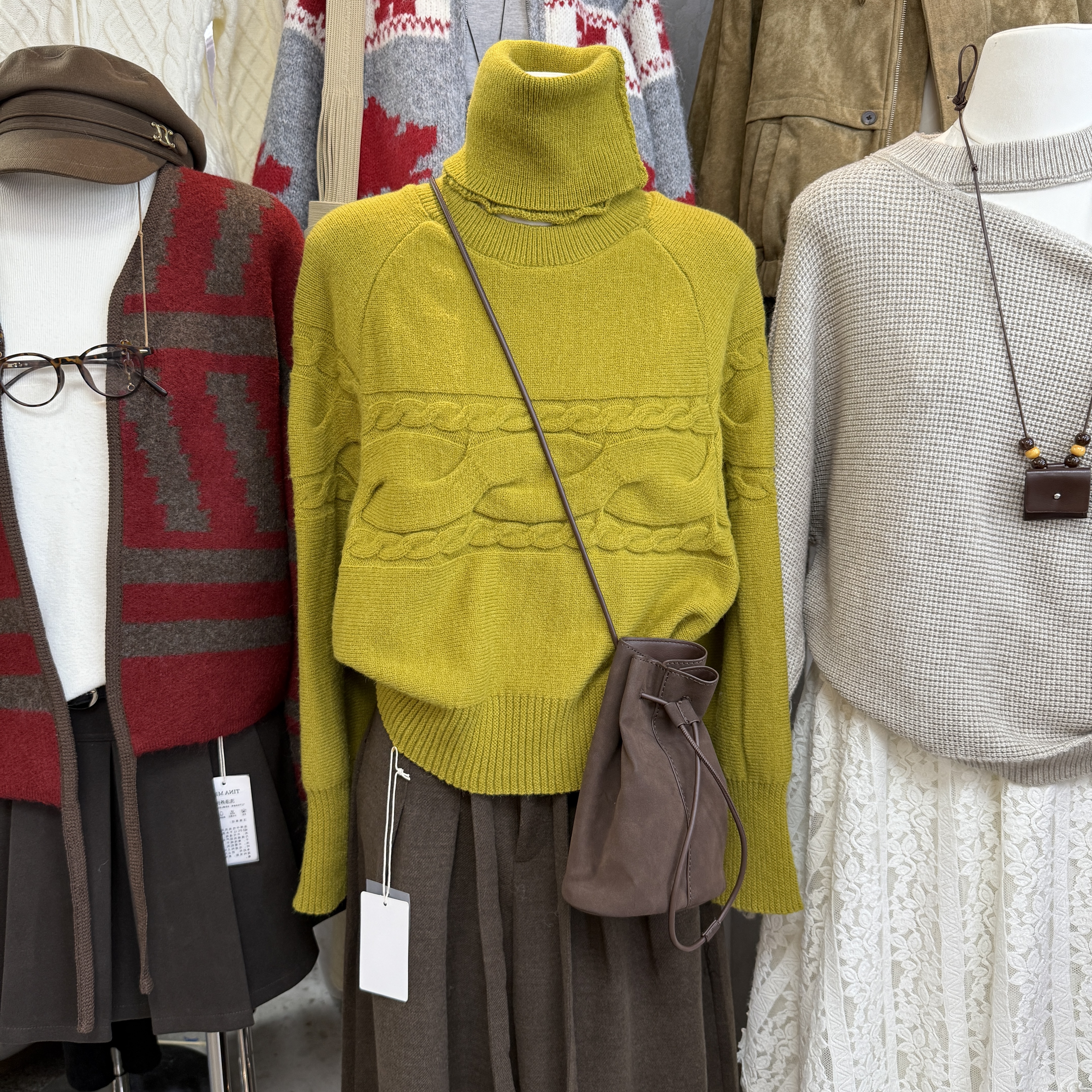 韩版时尚慵懒风脖套针织上衣