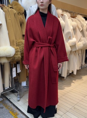 十三行现货2025冬季新款韩版时尚翻领宽松双面羊毛大衣K68561W578