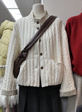 十三行现货2025冬季新款韩系时尚立领纽扣休闲外套棉服k68762w267