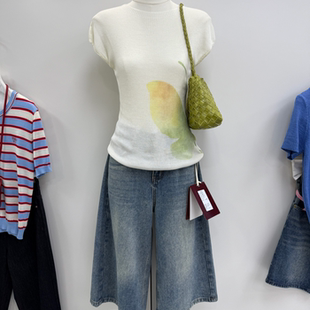 套装 印花圆领T恤五分牛仔裤 k26158w89 韩版 十三行拿货2026春新款