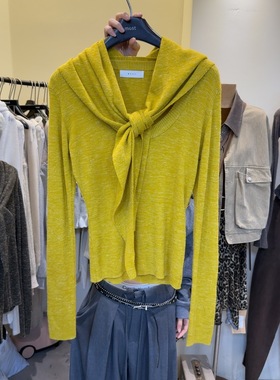 十三行拿货2025秋冬新款韩版时尚气质U领系带针织衫女K68095W156