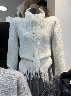 十三行现货2025冬季新款韩版设计感流苏毛边高领毛衣k68681w178