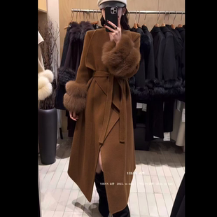 长款 时尚 大翻领双面羊毛大衣K0069W689 韩版 十三行现货2025冬新款