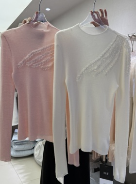 十三行现货2025冬季新款韩版时尚重工钉珠修身打底毛衣K68568W156