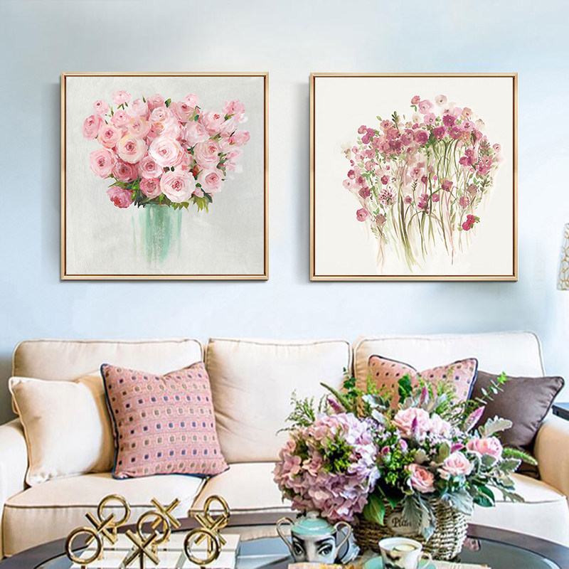 轻奢客厅沙发背景墙装饰画现代简约卧室床头挂画简欧餐厅壁画花卉