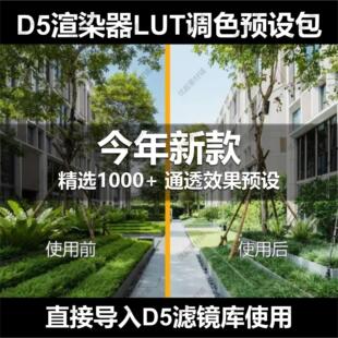 D5渲染器室内外LUT调色预设渲染参数后期效果图/鸟瞰室内纪实人文