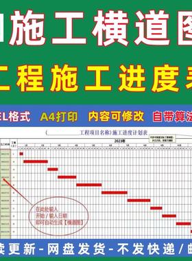 建筑工程资料员Excel施工横道图自动生成进度计划表制作软件模板