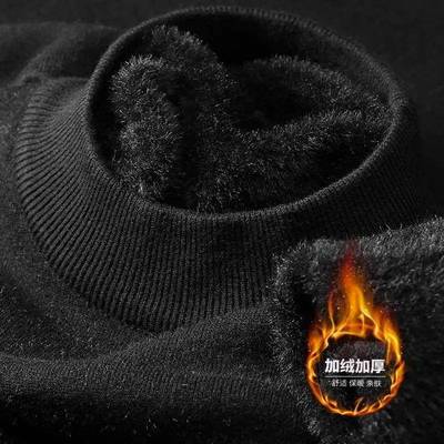 Plush Men's Knitted Sweater Turtleneck with Velvet Padded Wa