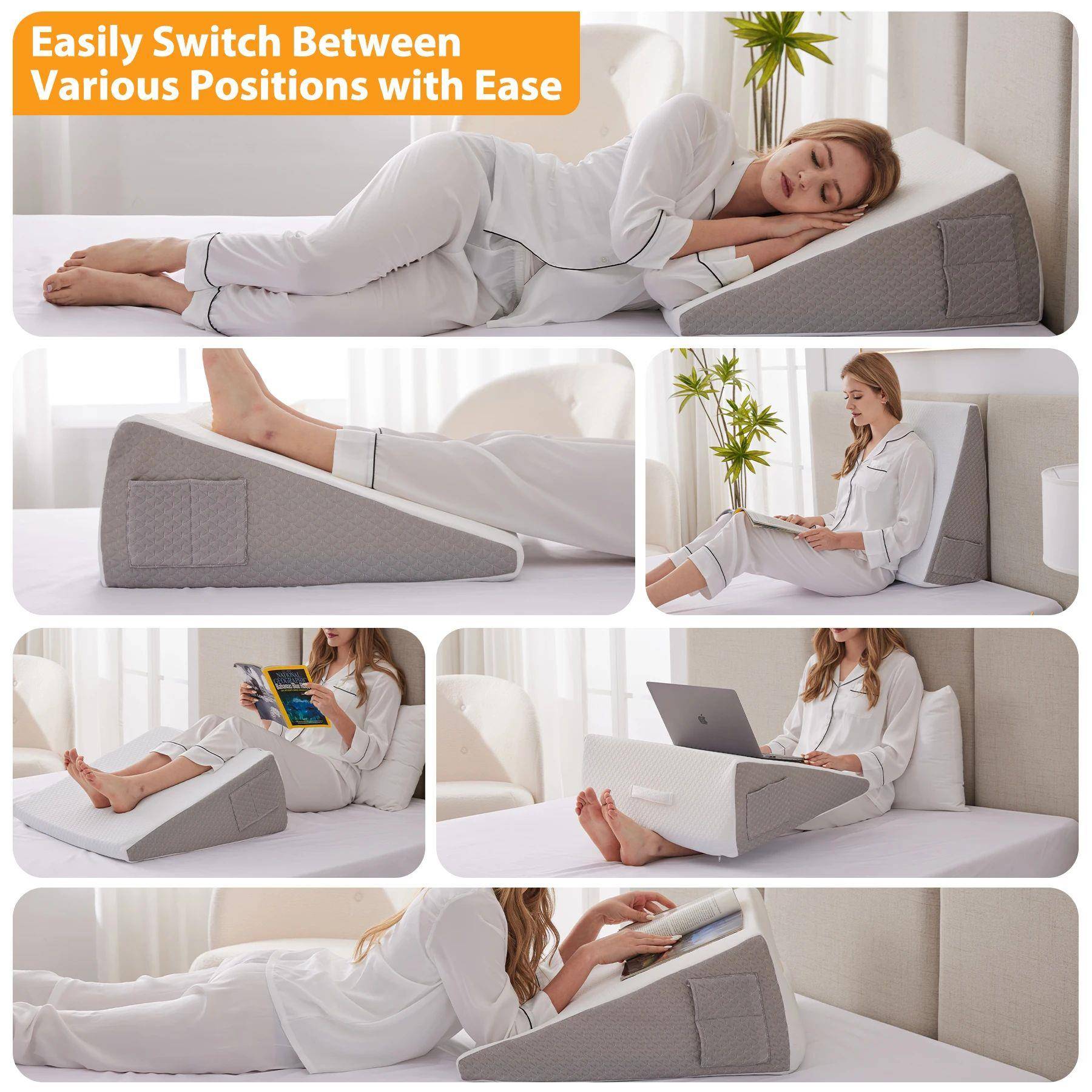1pc Ultimate Memory Foam Wedge Pillow - Enhanced Sleep Suppo