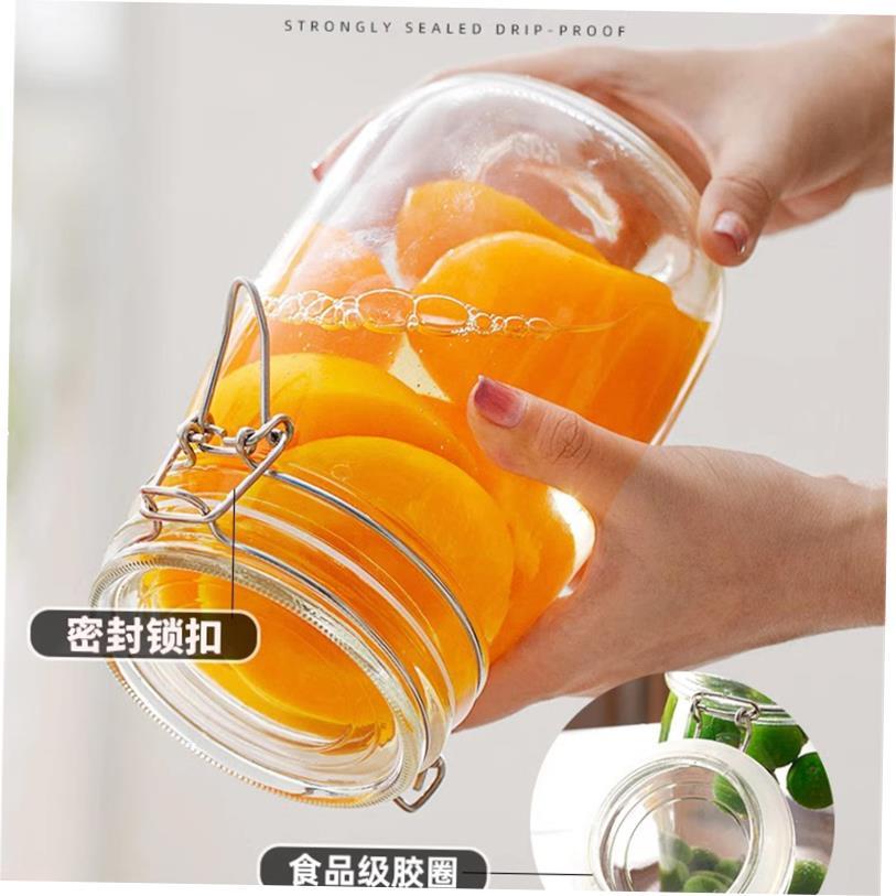 sealed glass jar transparent square food storage large safe