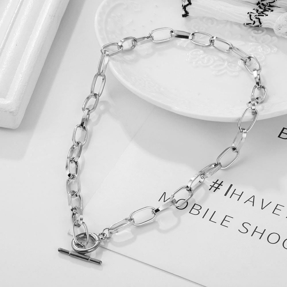 Thick Chain Toggle Clasp Necklaces Mixed Linked Circle Neckl