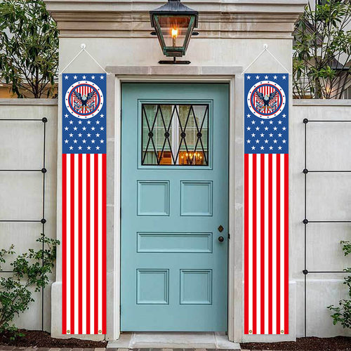 Us Day Couplet Outdoor Door Decoration Flag Eagle Door Banne