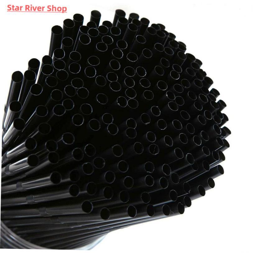 100pcs/Set Black Cocktail Straws Black Plastic Straw For Bir