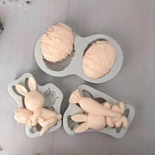 New Easter Rabbit Fondant Silicone Mold Carrot Cake Decorati