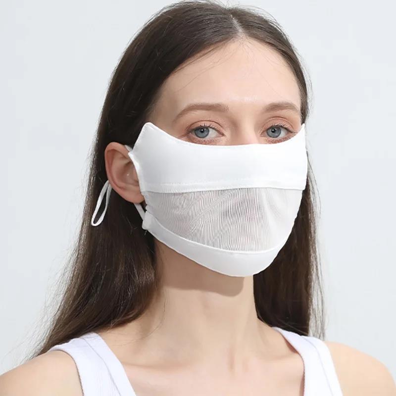 Ice Silk Mask for Women Thin Breathable Mesh Face Cover Sun