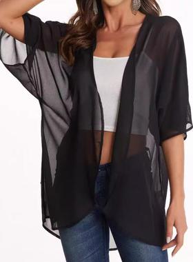 Women Print Kimono Cardigan Loose CoverUp Casual Blouse Tops