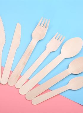 50pcs/150pcs Disposable Wooden Cutlery Forks/Spoons/Cutters