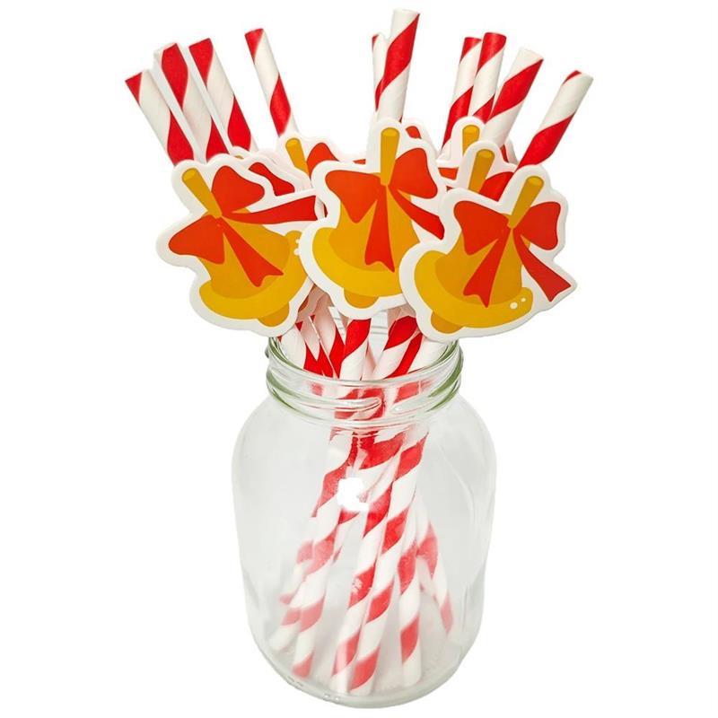 100pcs Christmas Party Favors Paper Straws Santa Claus