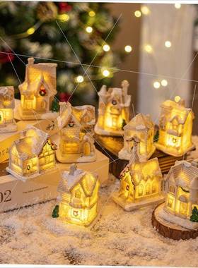 Christmas resin LED light house micro-landscape decoration