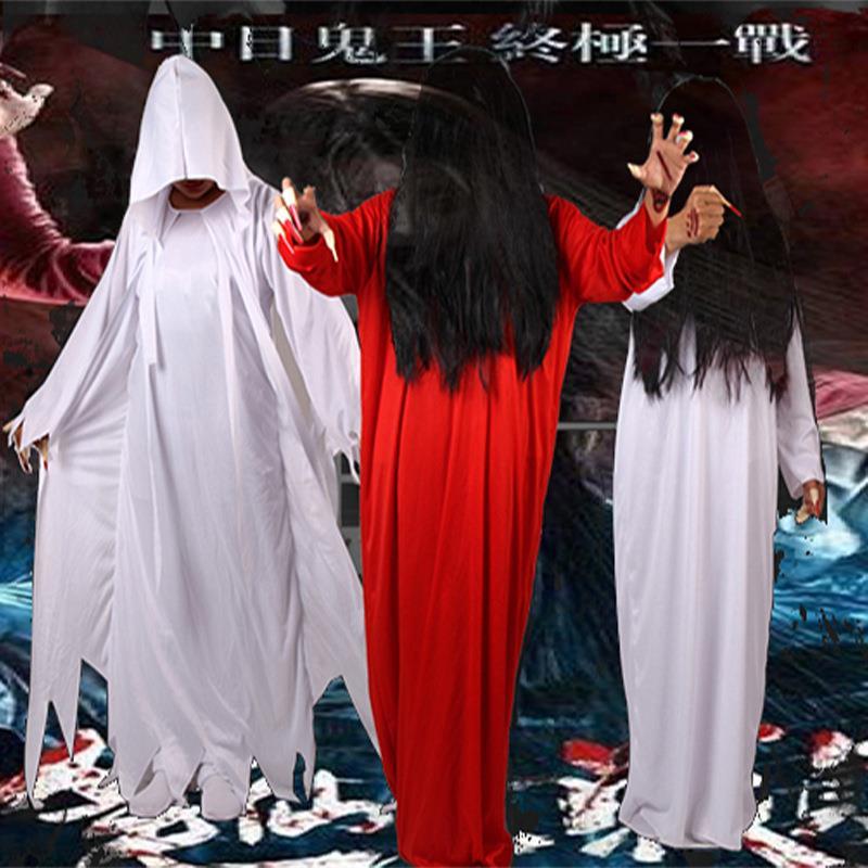Halloween cosplay white chastity ghost costume万圣节贞子服